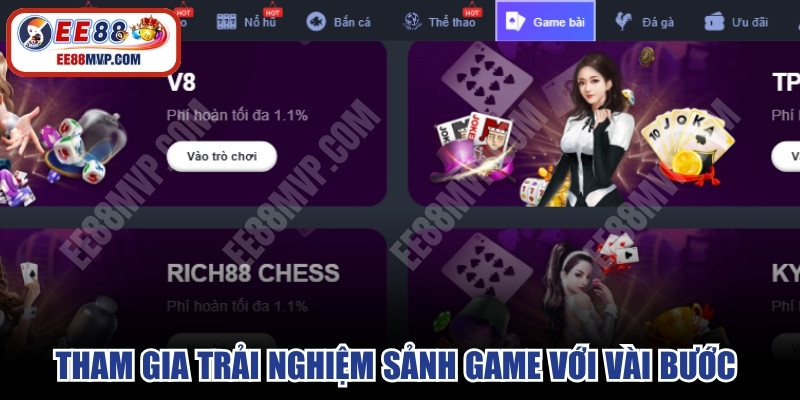 Tham gia trải nghiệm sảnh game tại EE88 với vài bước nhanh chóng